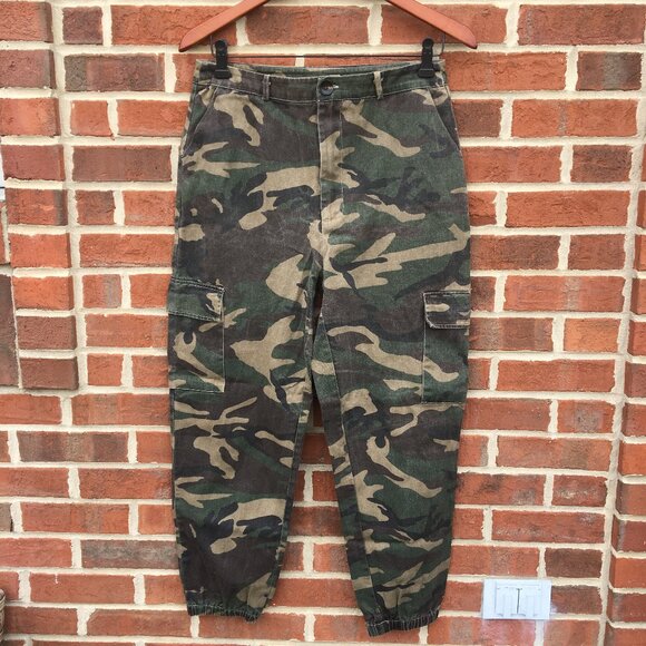 Shein Cargo Jogger Pants Womens Large Green Camo Baggy Gorpcore Grunge - Picture 1 of 10